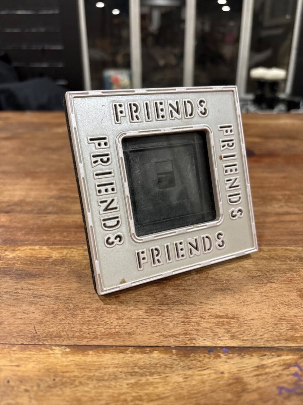 Friends-Themed Metal Stand-Up Photo Frame With Embossed Letters Silver Tone Gift